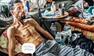 لاجئ مضرب عن الطعام في بروكسل الان