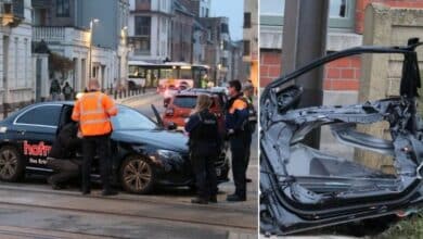 قطار يصطدم بسيارة تاكسي ألمانية في بلجيكا