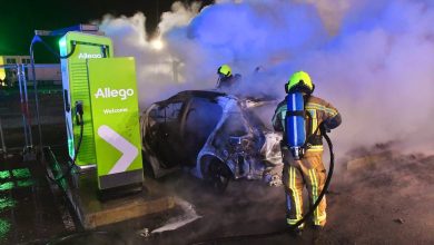 حريق سيارة كهربائية