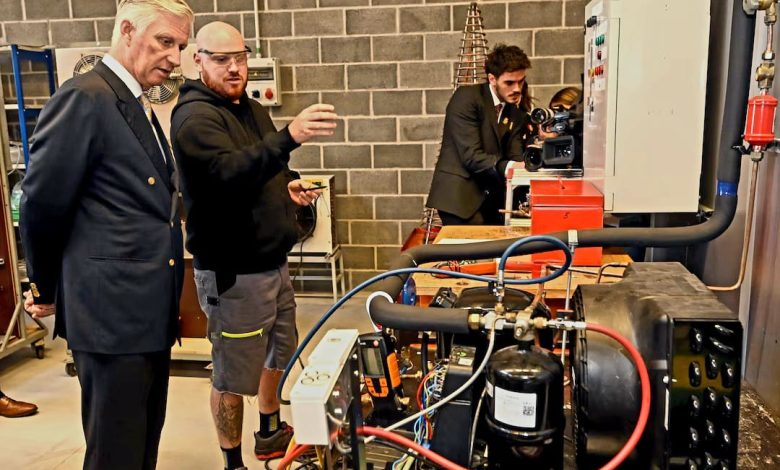 King Philippe visits a new Forem training center in Jemappes, Hainaut