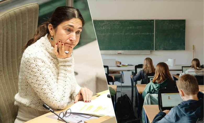 Students attending a language lesson in a French-speaking school in Belgium