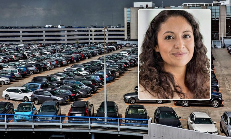 Busy parking areas and traffic near Brussels Airport during the autumn school holidays
