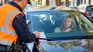 Driver sitting inside a car parked on a street in Belgium